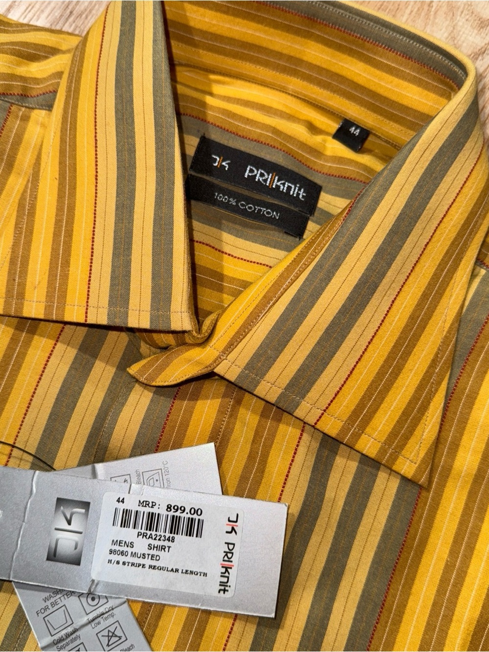 Mustard Stripe Men's Cotton Shirt